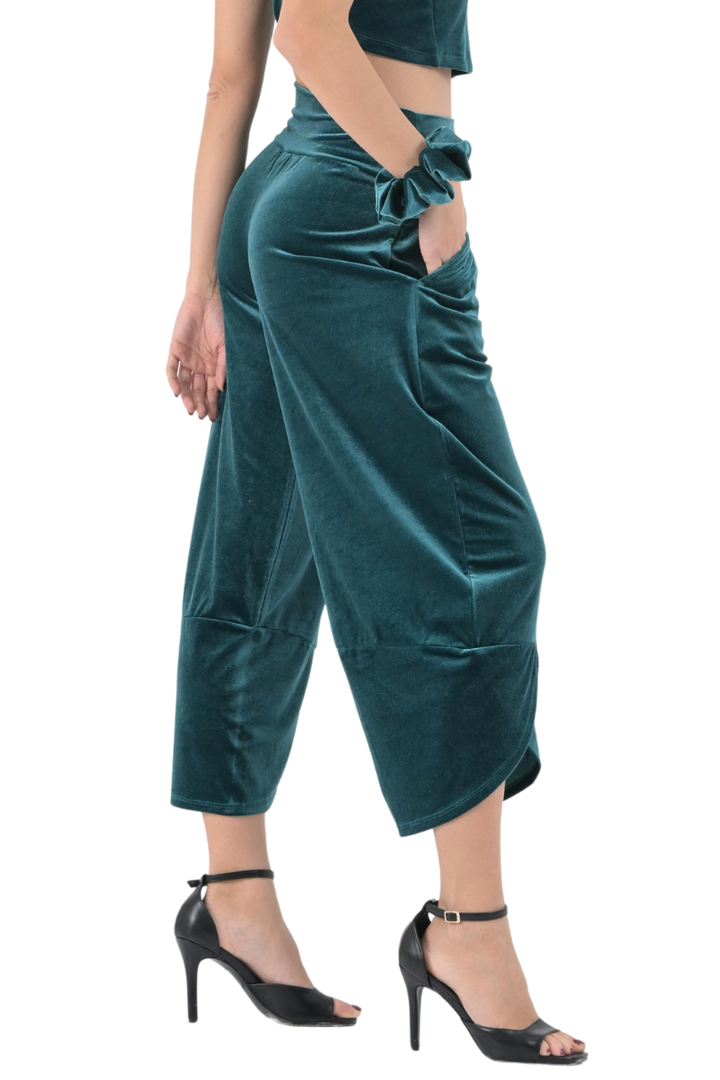 Velvet Cropped Barrel Pants