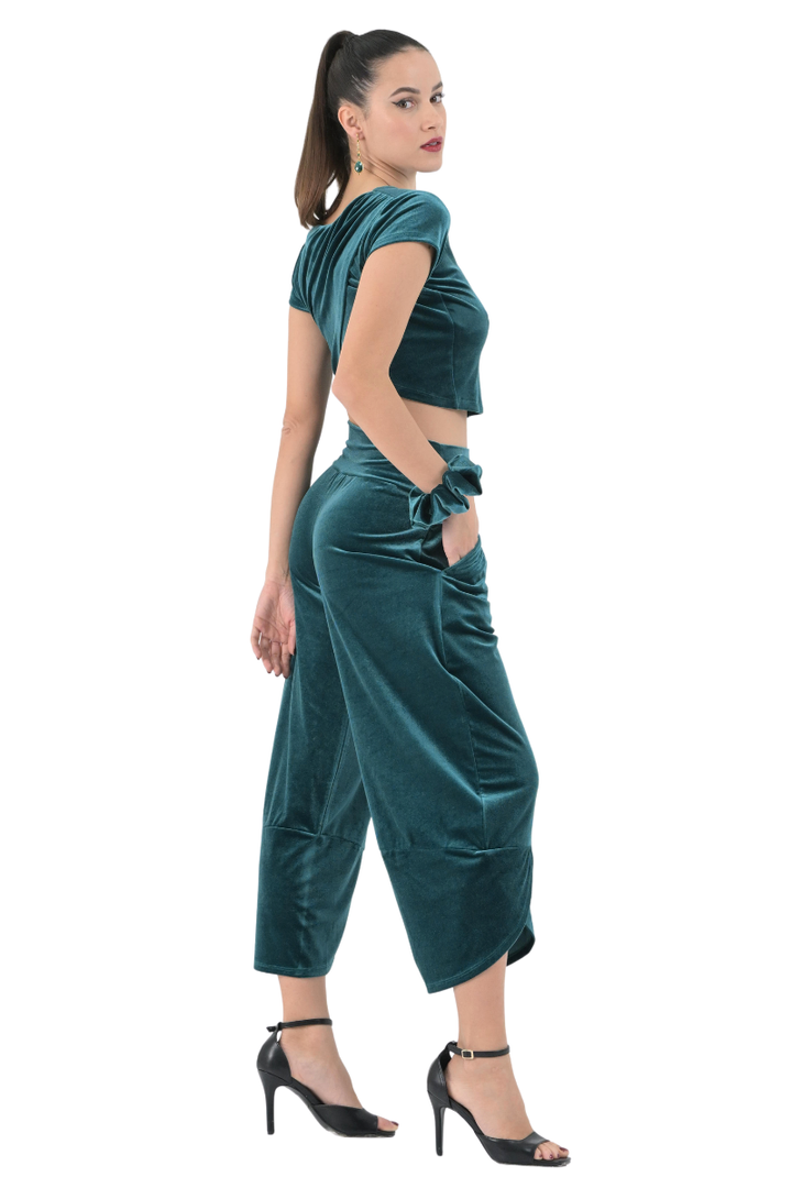 Velvet Cropped Barrel Pants