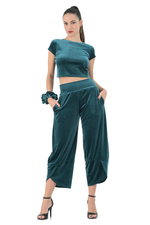 Load image into Gallery viewer, Velvet Cropped Barrel Pants