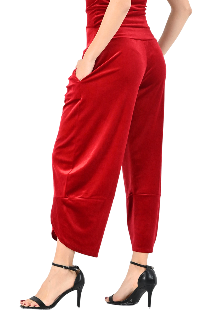 Velvet Cropped Barrel Pants