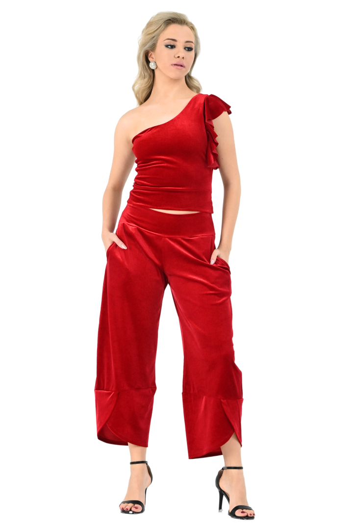 Velvet Cropped Barrel Pants