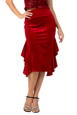 Load image into Gallery viewer, Velvet Dance Skirt With Side Ruffles
