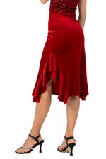 Load image into Gallery viewer, Velvet Dance Skirt With Side Ruffles
