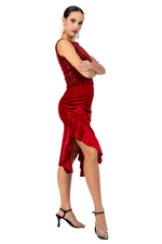 Load image into Gallery viewer, Velvet Dance Skirt With Side Ruffles
