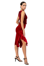 Load image into Gallery viewer, Velvet Dance Skirt With Side Ruffles
