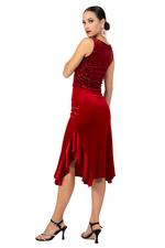 Load image into Gallery viewer, Velvet Dance Skirt With Side Ruffles
