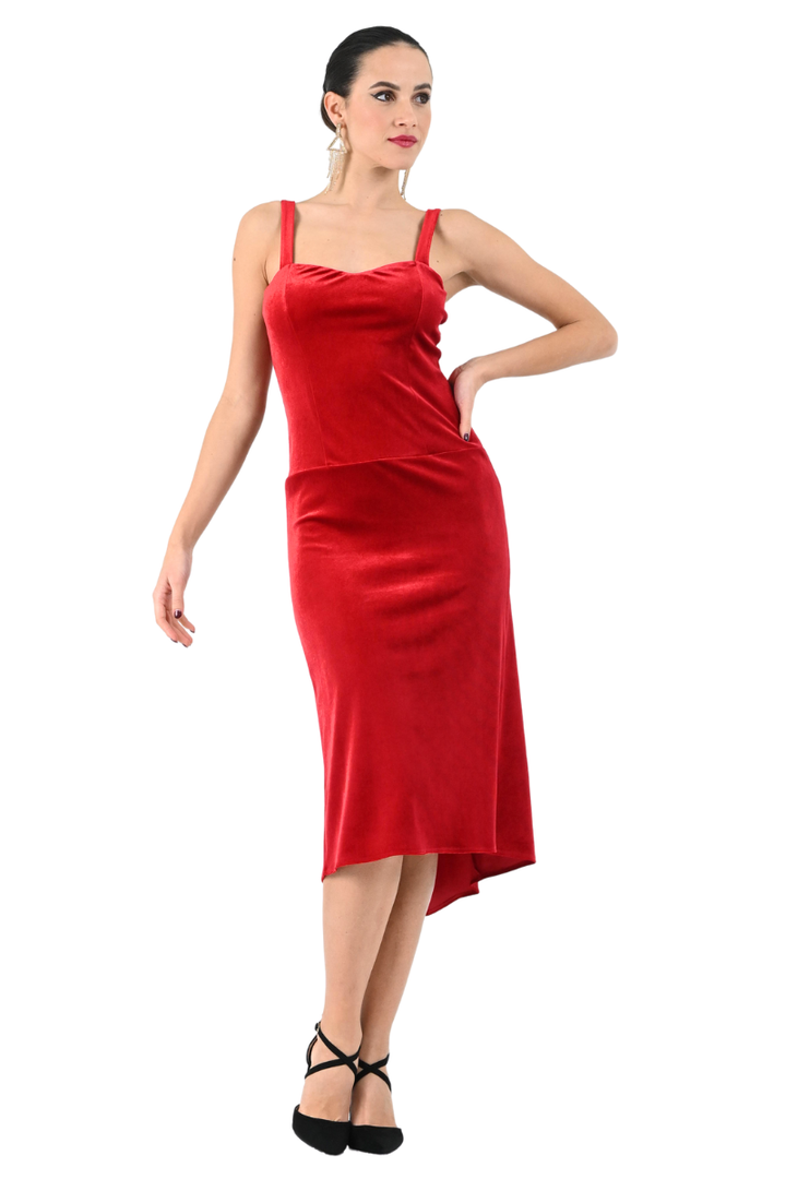Velvet Fishtail Tango Dress With Thin Straps