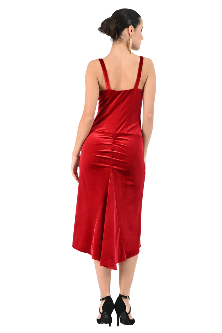 Velvet Fishtail Tango Dress With Thin Straps