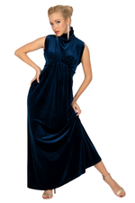 Load image into Gallery viewer, Velvet High Neck Maxi Dress With Gatherings
