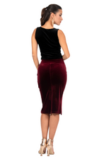 Load image into Gallery viewer, Velvet Pencil Skirt With Two Slits
