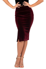 Load image into Gallery viewer, Velvet Pencil Skirt With Two Slits
