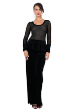 Load image into Gallery viewer, Velvet Peplum Top with Sparkling Mesh