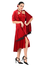 Load image into Gallery viewer, Velvet Shawl With Lace Appliqué