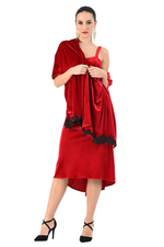 Load image into Gallery viewer, Velvet Shawl With Lace Appliqué