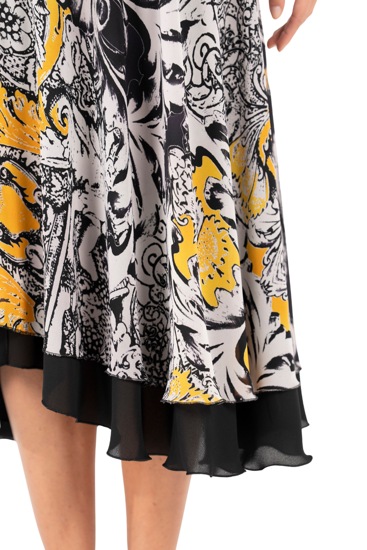 Vintage Print Two-layer Dance Skirt