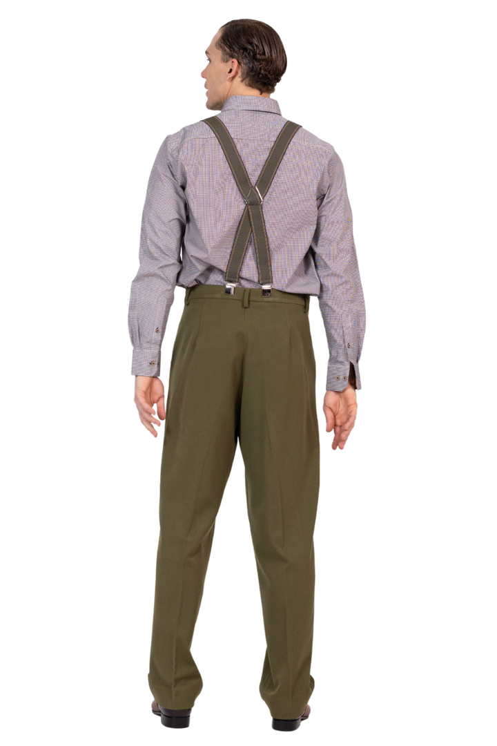 Olive Green Men's Adjustable Suspenders