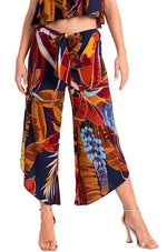 Load image into Gallery viewer, Waist Tie Sumer Print Asymmetric Cropped Tango Pants