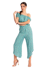 Load image into Gallery viewer, Waist Tie Veraman Floral Print Asymmetric Cropped Tango Pants
