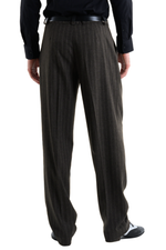 Load image into Gallery viewer, Warm Grey Striped Tango Pants With Three Pleats
