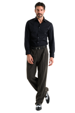 Load image into Gallery viewer, Warm Grey Striped Tango Pants With Three Pleats
