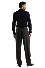 Load image into Gallery viewer, Warm Grey Striped Tango Pants With Three Pleats
