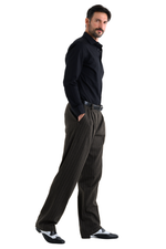 Load image into Gallery viewer, Warm Grey Striped Tango Pants With Three Pleats
