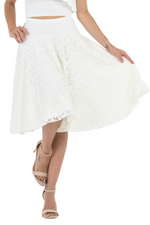 Load image into Gallery viewer, White Floral Lace Full Swing Midi Skirt
