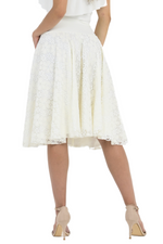 Load image into Gallery viewer, White Floral Lace Full Swing Midi Skirt
