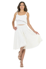 Load image into Gallery viewer, White Floral Lace Full Swing Midi Skirt
