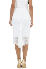 Load image into Gallery viewer, White Geometric Lace Fishtail Skirt
