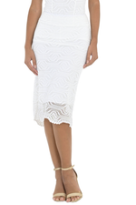 Load image into Gallery viewer, White Geometric Lace Fishtail Skirt
