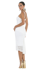 Load image into Gallery viewer, White Geometric Lace Fishtail Skirt
