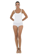 Load image into Gallery viewer, White Geometric Lace Tank Top Bodysuit
