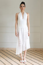 Load image into Gallery viewer, White Lace Asymmetric Wrap Skirt With Ruffles