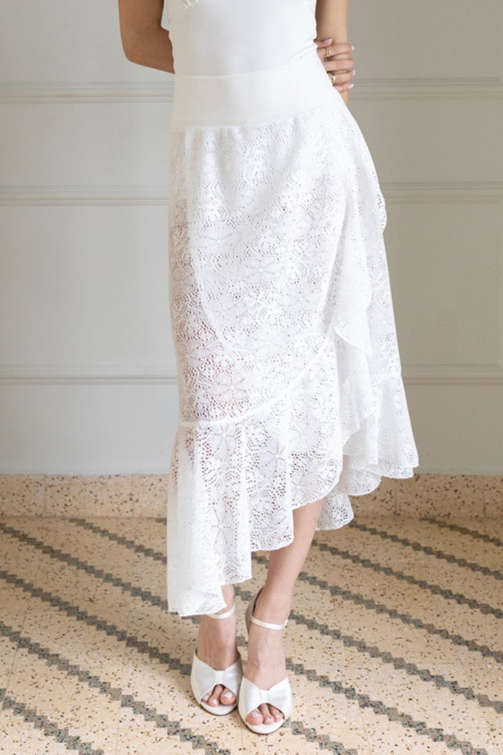 Long white lace wrap skirt outlet
