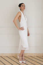 Load image into Gallery viewer, White Lace Halter-Neck Fishtail Tango Dress