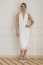 Load image into Gallery viewer, White Lace Halter-Neck Fishtail Tango Dress