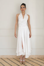 Load image into Gallery viewer, White Lace Halter-Neck Two-Tiered White Dress