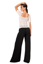 Load image into Gallery viewer, Lace See-through Top With Short Sleeves
