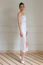 Load image into Gallery viewer, White One Sleeve Midi Dress With Side Cutout