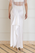 Load image into Gallery viewer, White Satin Maxi Skirt With Back Movement