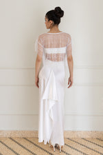 Load image into Gallery viewer, White Satin Skirt With Center-Back Ruffles