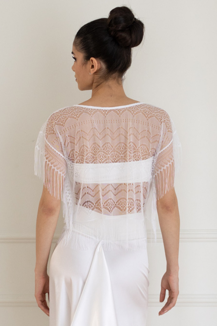 White Lace Top With Fringe | Lace Tango Tops – conDiva White Lace Top With Fringe | Lace Tango Tops – conDiva