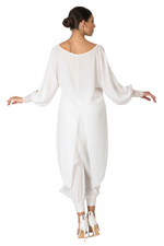 Load image into Gallery viewer, White Georgette Long Tail Top With Lace Details
