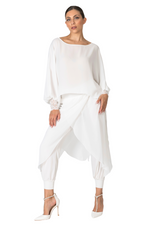 Load image into Gallery viewer, White Georgette Long Tail Top With Lace Details

