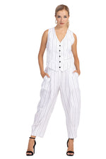 Load image into Gallery viewer, White Striped Women&#39;s Suit Vest
