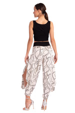 Load image into Gallery viewer, White Subtle Lines Print Pants With Slits