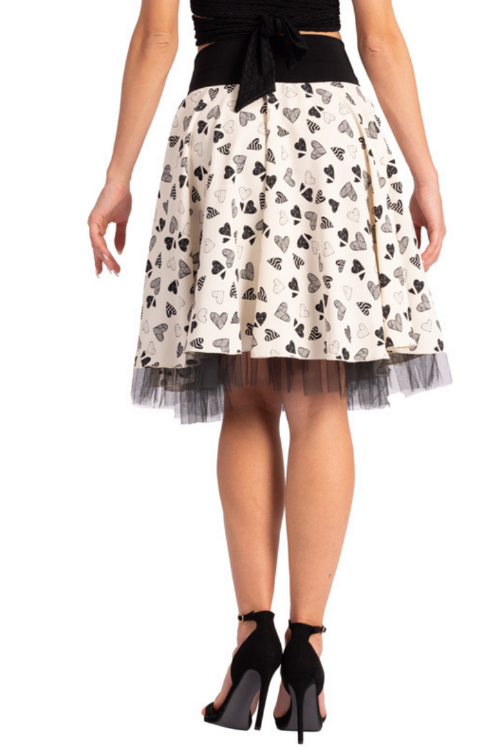 Off-White Two-layer Rock 'n' Roll Heart Print Skirt