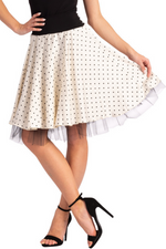 Load image into Gallery viewer, White Two-layer Rock &#39;n&#39; Roll Polka Dot Skirt 