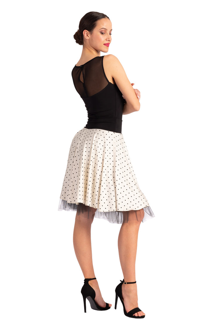 White Two-layer Rock 'n' Roll Polka Dot Skirt 